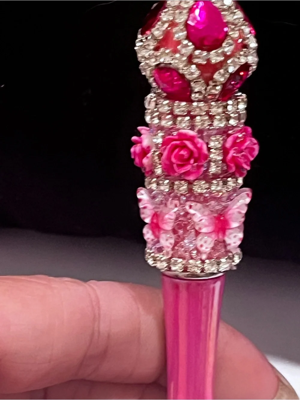 Designer inspired Pink Heart Logo silicone focal fancy beaded pen